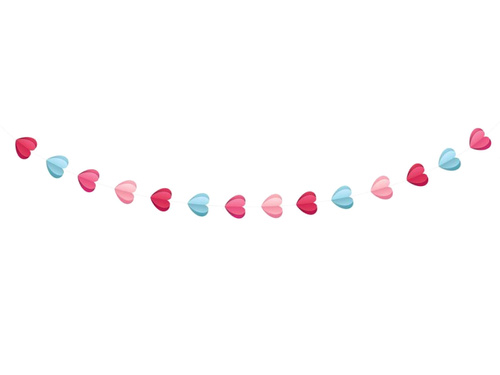 3D szívek papírfüzér - 2 m - 1 db.