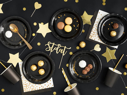 Fekete papírtányérok - 18 cm - 6 db.