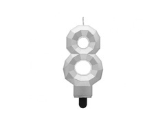 Ezüst gyémánt gyertya - 8 - nyolc - nyolc