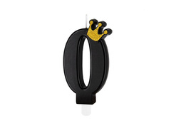 Nullás gyertya fekete koronával - 0 - 1 db.