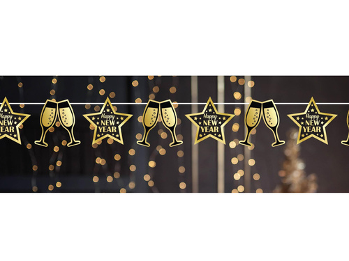 Szilveszteri poharak Boldog új évet füzér - 300 cm - 1 db.