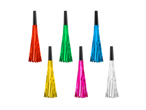 Trombitasípok kibontva, színes rojtokkal - 6 db