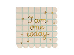 Én egy vagyok ma papír szalvéták egy születésnapi Teddy mackó - 33 cm - 12 db.