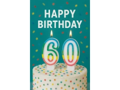 Számgyertyák színes peremmel 60-as számmal - 8,5 cm - 2 db.