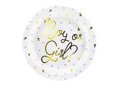 Papírtányérok babaköszöntőhöz Fiú vagy lány - 23 cm - 6 db.