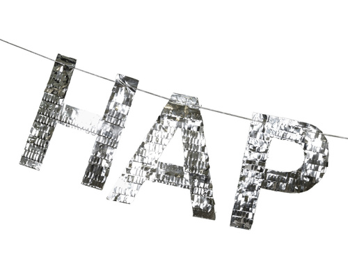 Boldog születésnapot banner ezüst - 220 cm - 1 db.