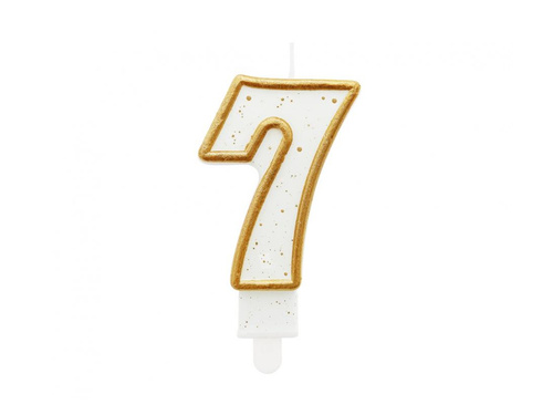 Számgyertya arany peremmel és csillámmal - 7 - 1 db.