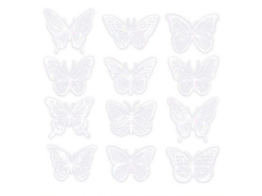Fehér holografikus pillangó matricák - 12 db.