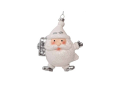 Karácsonyfadísz Fehér Mikulás - 13 cm - 1 db.