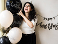 Boldog születésnapot fólialufi fekete - 45 cm - 1 db.
