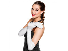 Fehér farsangi kesztyű - 60 cm