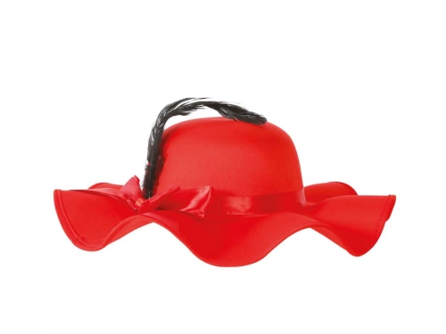 Piros kalap masnival és tollal - 1 db.