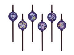 Disco Neon papír szívószálak - 6 db.