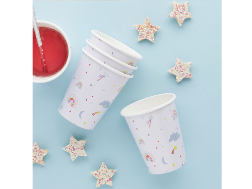 Szivárványos papírpoharak - 250 ml - 8 db.