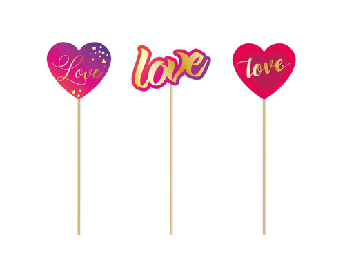 Szerelem papír tortadísz - 3 db.