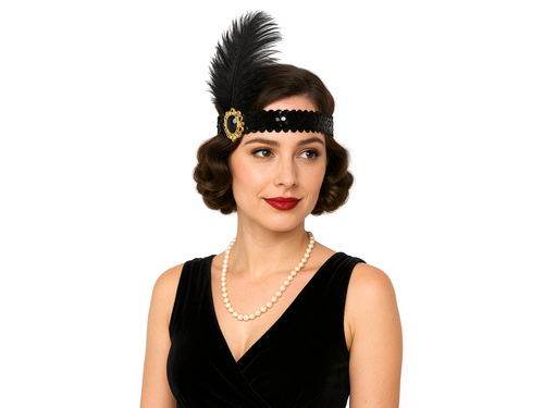 Retro tollas fejpánt fekete - 1 db.