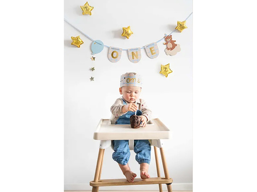 Teddy maci székbanner és korona születésnapra - 2 db.