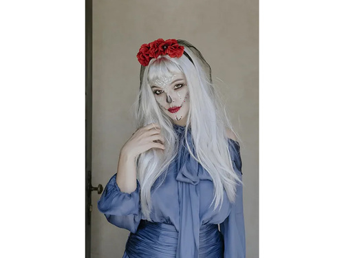 Fejpánt fátyollal és rózsákkal - 1 db.