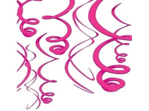 Örvényes rózsaszín függődísz - 56 cm - 12 db.