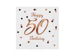 Ötvenedik születésnapi szalvéta fehér - 33 cm - 20 db.