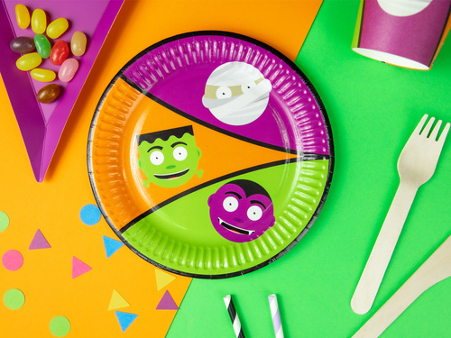 Halloween papírtányérok Szörnyek - 18 cm - 6 db.