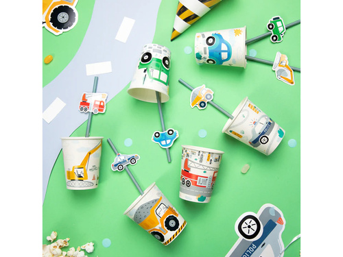 Autók születésnapi szívószálak - 6 db.