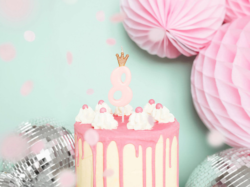 Nyolcas gyertya rózsaszín fényű koronával - 7 - 1 db.