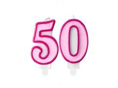 Rózsaszín számgyertyák - 50 - ötvenedik - 2 db.