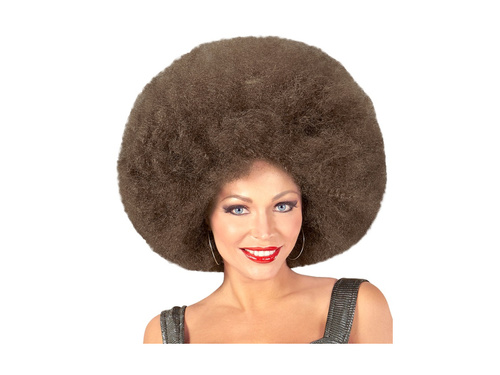 Nagy barna afro paróka, kiváló minőségű