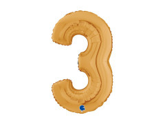 Fólia lufi szám 3 arany - 26" - 1 db.