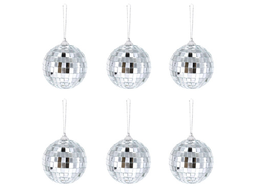 Ezüst diszkógömb - 7 cm - 6 db.