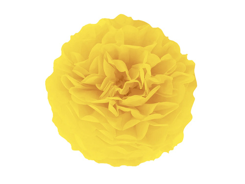 Függő pom pom virág dekoráció - sárga - 35 cm - 1 db.