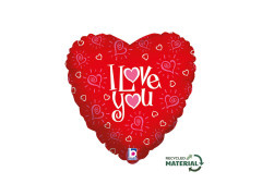 Fólia szív lufi Love You felirattal - 14" - 1 db.