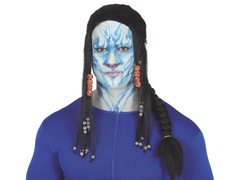 Fekete paróka fonatos és gyöngyökkel - 1 db.