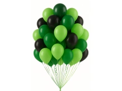 Készlet latex lufi zöld és fekete - közepes - 30 db.