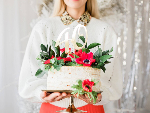 Negyvenedik születésnapi tortadísz arany - 20,5 cm - 1 db.