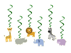 Szafari születésnapi függő dekoráció - 6 db.