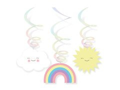 Szivárvány és felhő függő dekoráció - 6 db.