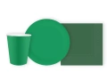 Pohár + szalvéta + papírtányér készlet zöld - 44 db.