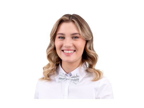 Ezüst flitteres csokornyakkendő - 7 x 12 cm - 1 db.