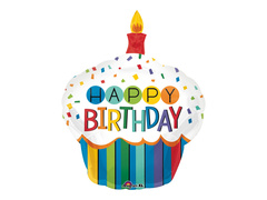 Boldog születésnapot cupcake fólialufi - 73 x 91 cm - 1 db.