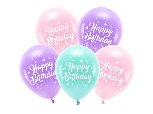 Boldog születésnapot rózsaszín latex lufi készlet - 26 cm - 5 db.
