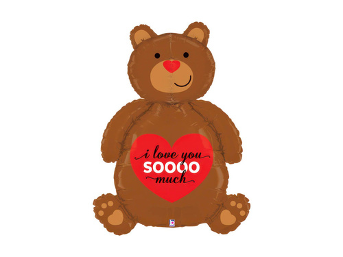 Nagy mackós fólialufi szívvel, I Love You - 43" - 1 db.