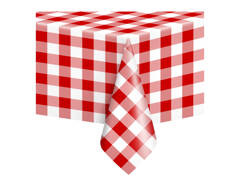 Piros-fehér kockás fóliás terítő - 137 x 274 cm - 1 db.