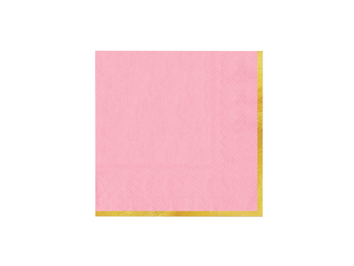 Csészék + szalvéták + papírtányérok világos rózsaszín arany peremmel - 22 db.