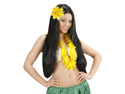 Hawaii virágos kitűző sárga - 1 db.