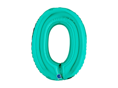 Fólia lufi szám 0 türkiz - 14" - 1 db.
