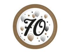 Hetvenedik születésnapi papírtányér - 23 cm - 8 db.