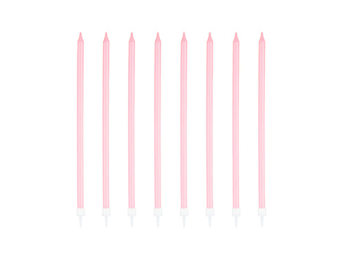Születésnapi gyertyák hosszú rózsaszín - 15 cm - 8 db.