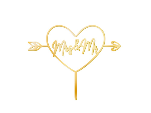 Aranytükrös plexi topper Mrs & Mr tortához - 1 db.